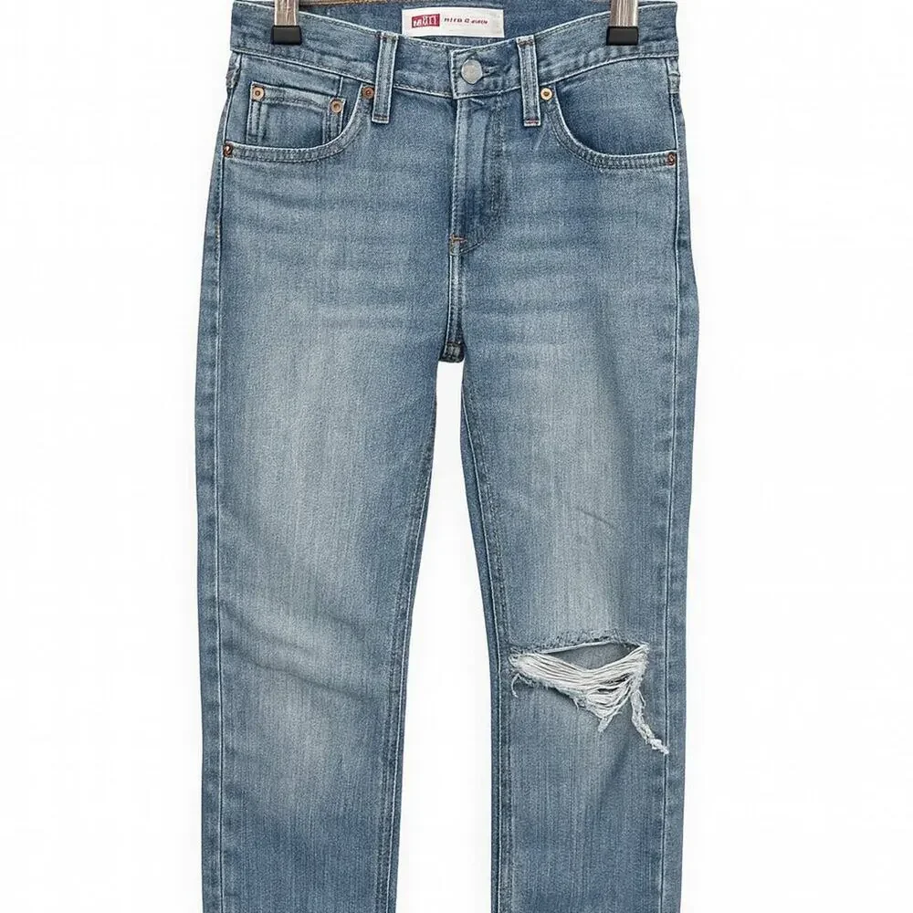 Levi’s 505 Regular Fit Light Wash Distressed Jeans –‎ Size 25x27